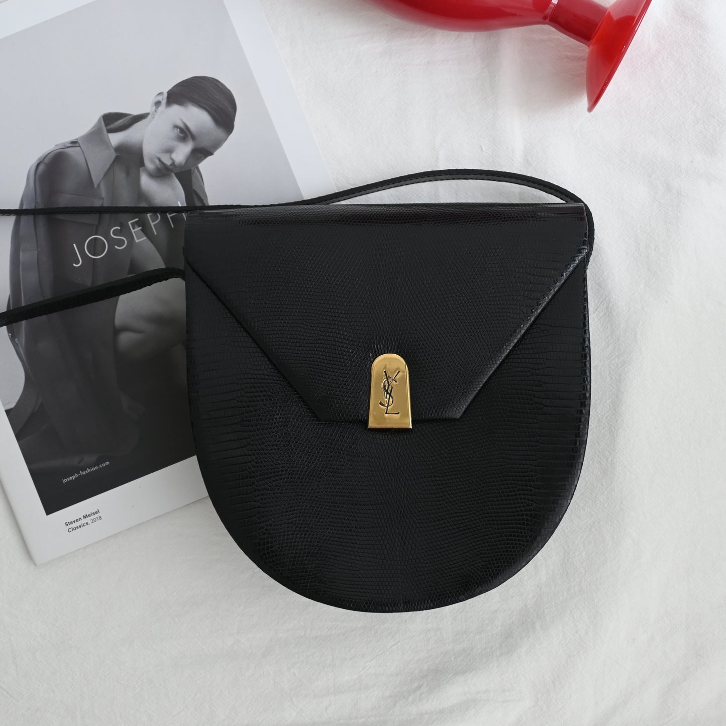 YSL Crossbody Lizard Embossed Leather