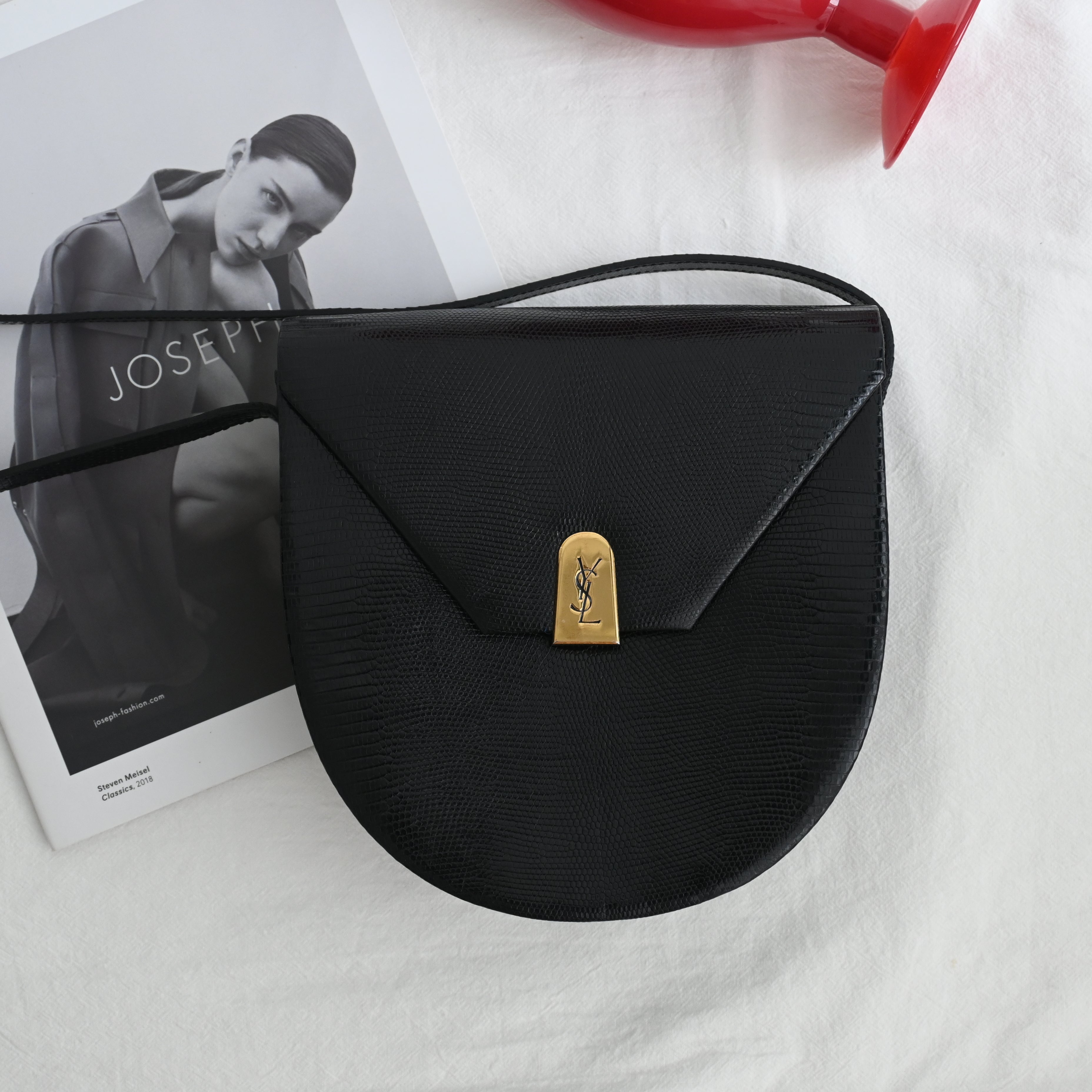 YSL Crossbody Lizard Embossed Leather - Leluxe Vintage Sdn. Bhd.