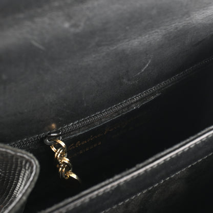 Salvatore Ferragamo Gancini Kelly Small in Embossed Lizard Leather