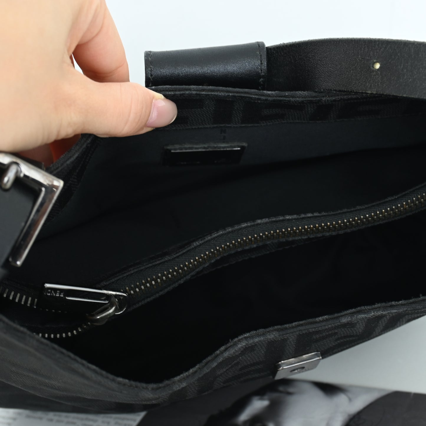 Fendi Zucca Black Canvas Shoulder Bag