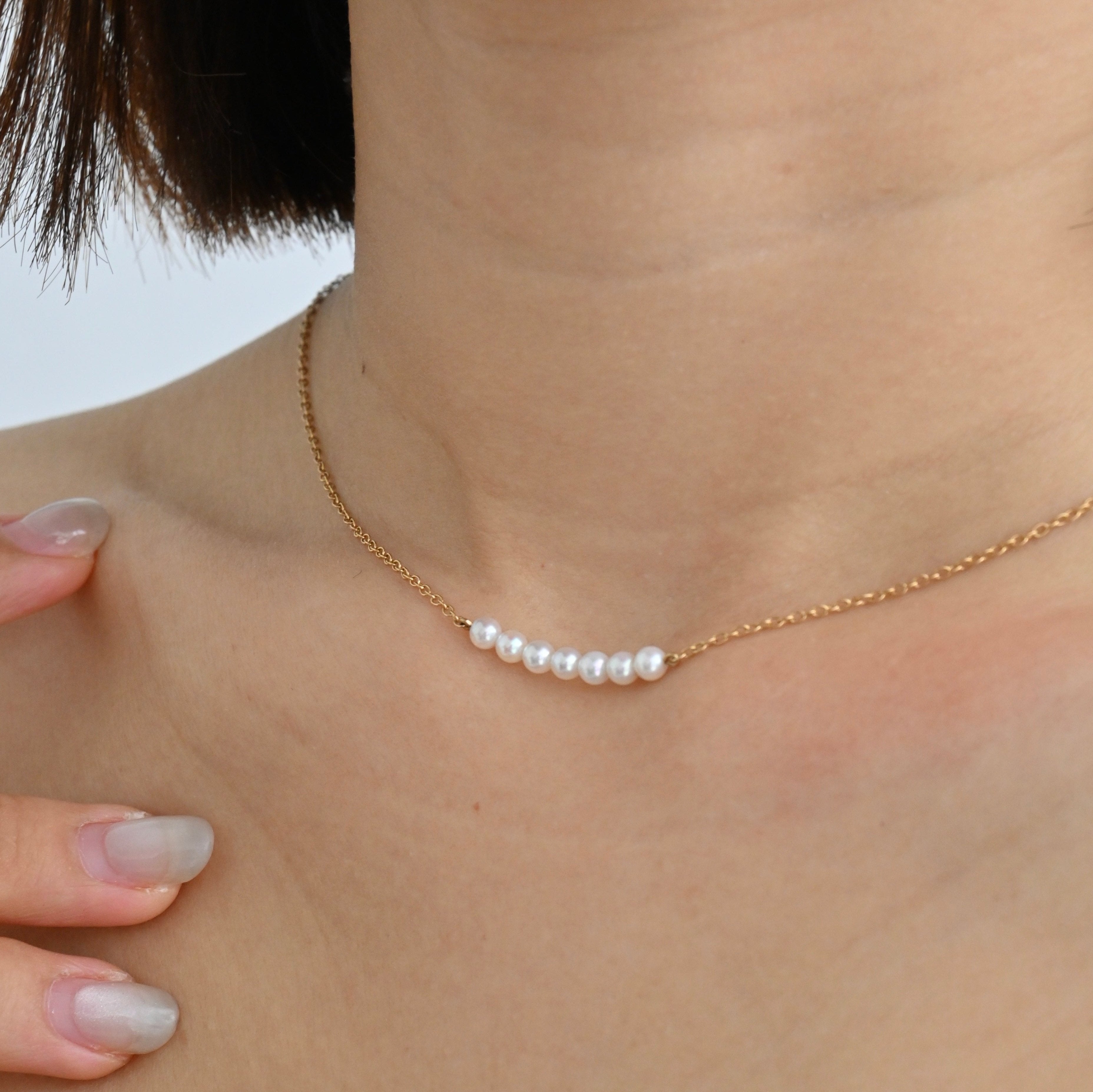 Mikimoto 14K Yellow Gold Akoya Pearl Smile Chocker Necklace