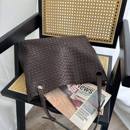 Bottega Veneta Intrecciato Shoulder Bag Dark Brown