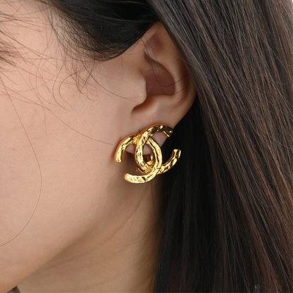 Chanel Coco Earclips with Hammered Texture