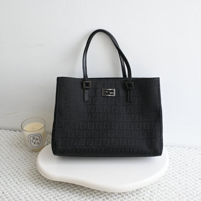 Fendi Zucchino Black Canvas Tote