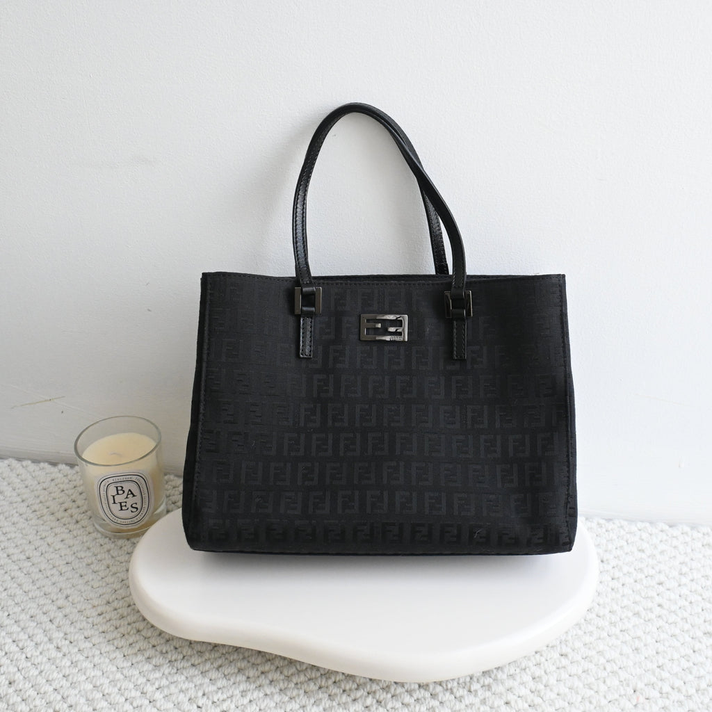 Fendi Zucchino Black Canvas Tote - Leluxe Vintage Sdn. Bhd.