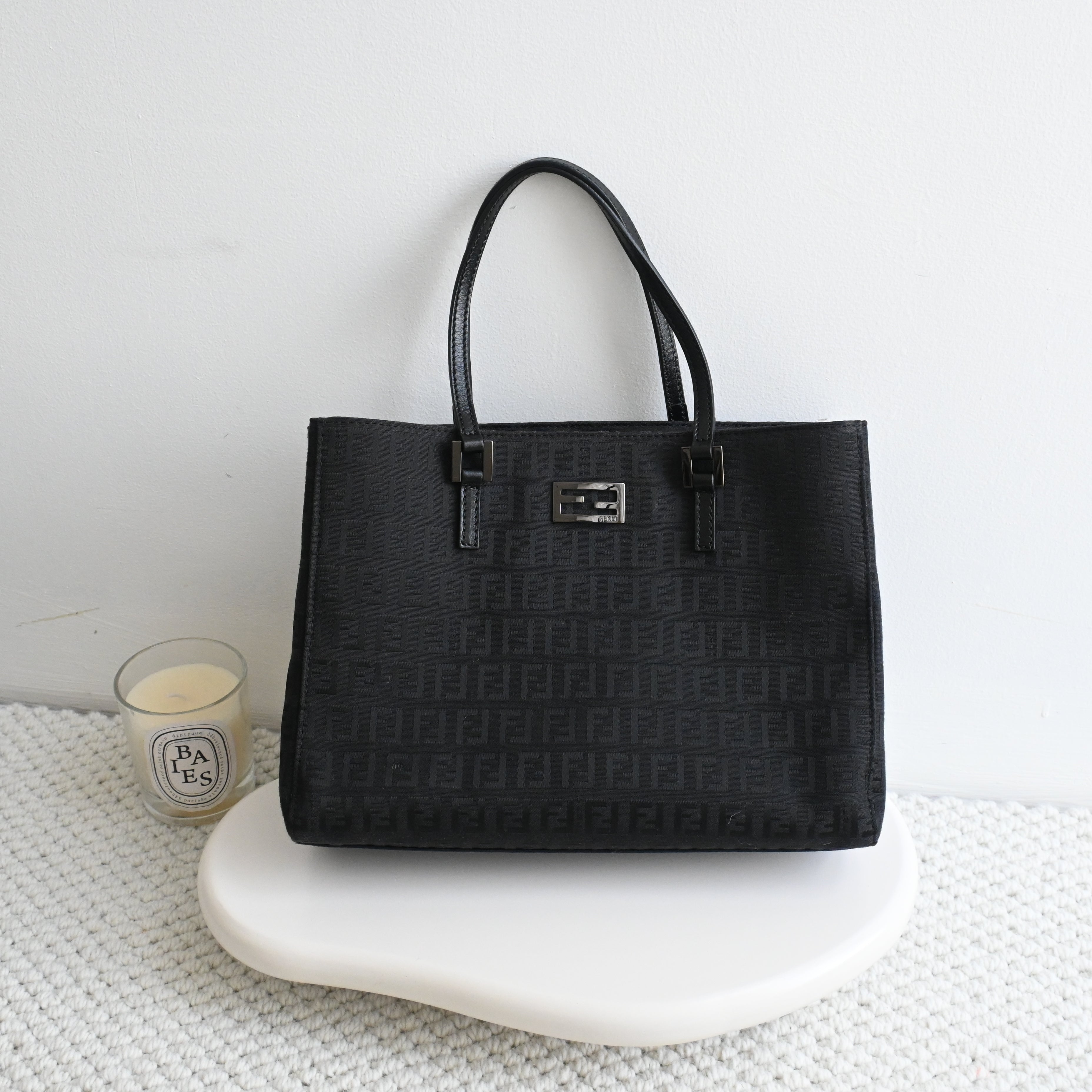 Fendi Zucchino Black Canvas Tote - Leluxe Vintage Sdn. Bhd.