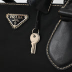 Prada Black Nylon Contrast Stitching Shoulder Bag