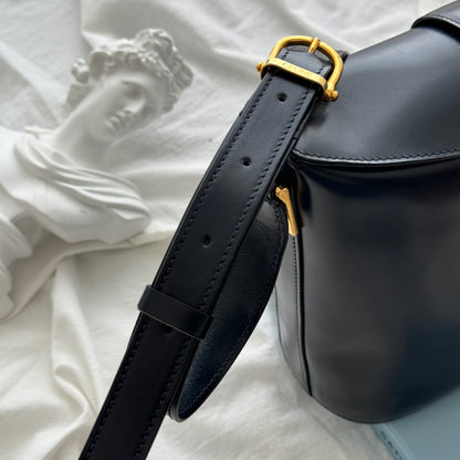 Celine Vintage Navy Gancini Bucket Bag