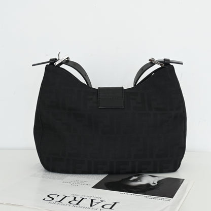 Fendi Zucca Black Canvas Shoulder Bag