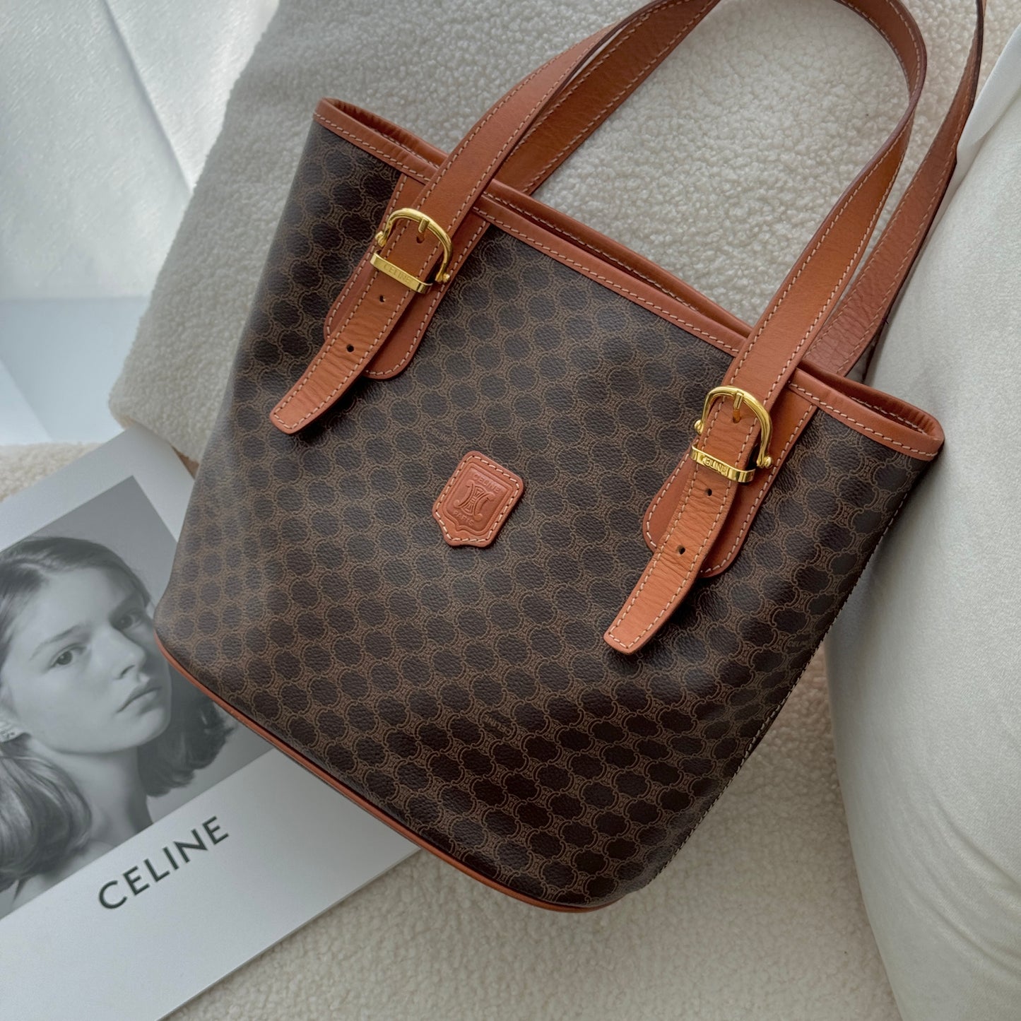 Celine Brown Macadam Triomphe Tote