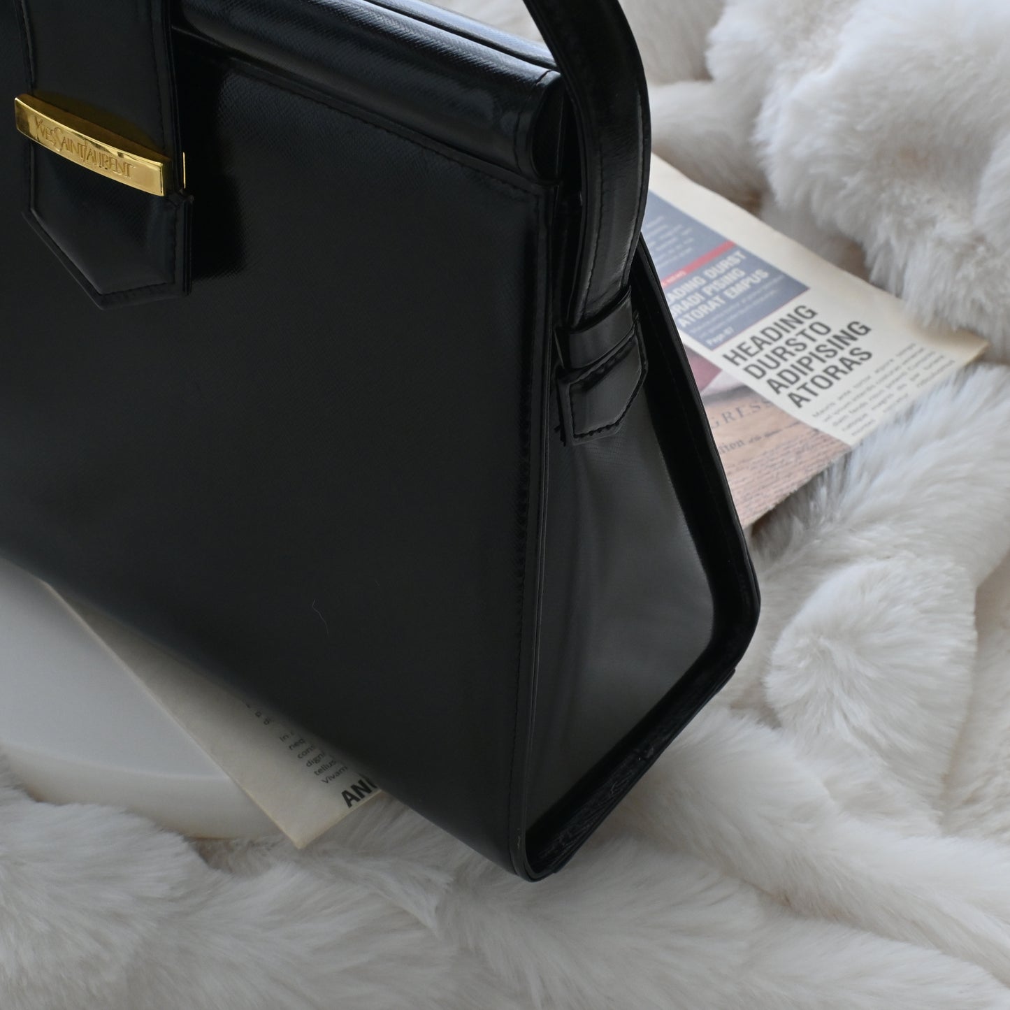 Vintage YSL Black Calf Leather Shoulder Bag