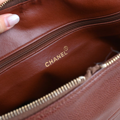 Chanel Timeless Caviar Brown Tote with Gold Ball