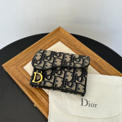 Dior Blue Oblique Canvas Saddle Card Holder - Leluxe Vintage Sdn. Bhd.