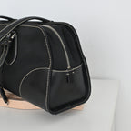 Prada Black Nylon Contrast Stitching Shoulder Bag