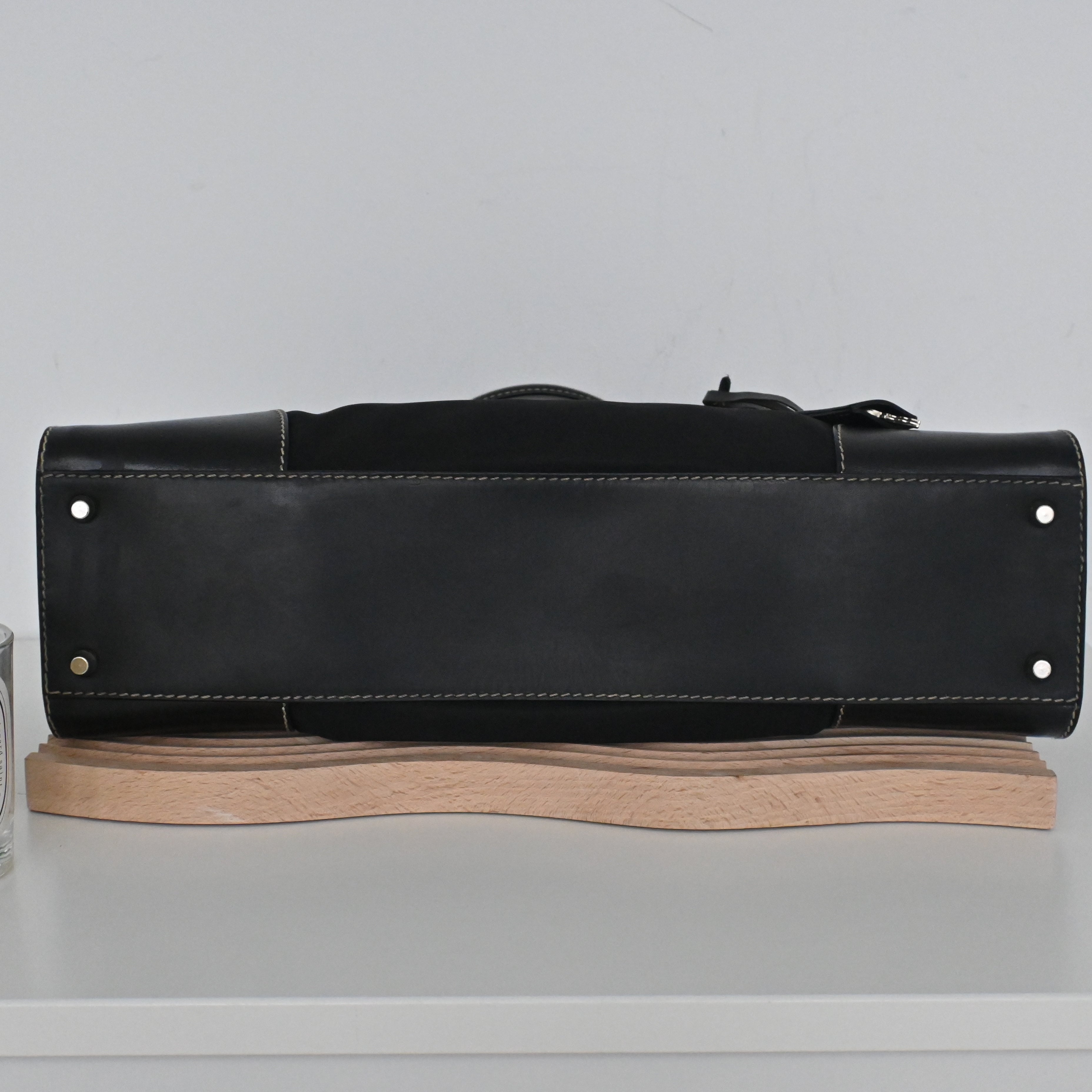 Prada Black Nylon Contrast Stitching Shoulder Bag