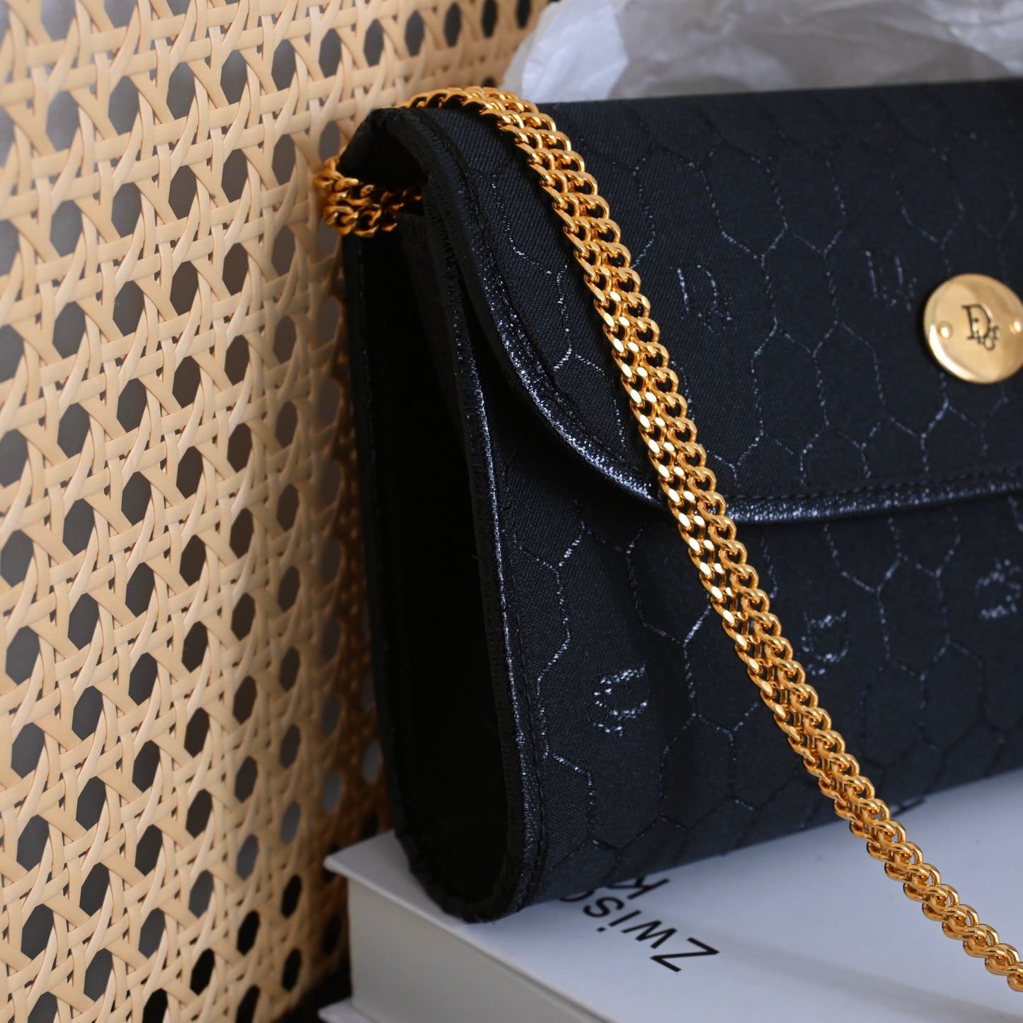 Dior Black Honeycomb Chain Bag