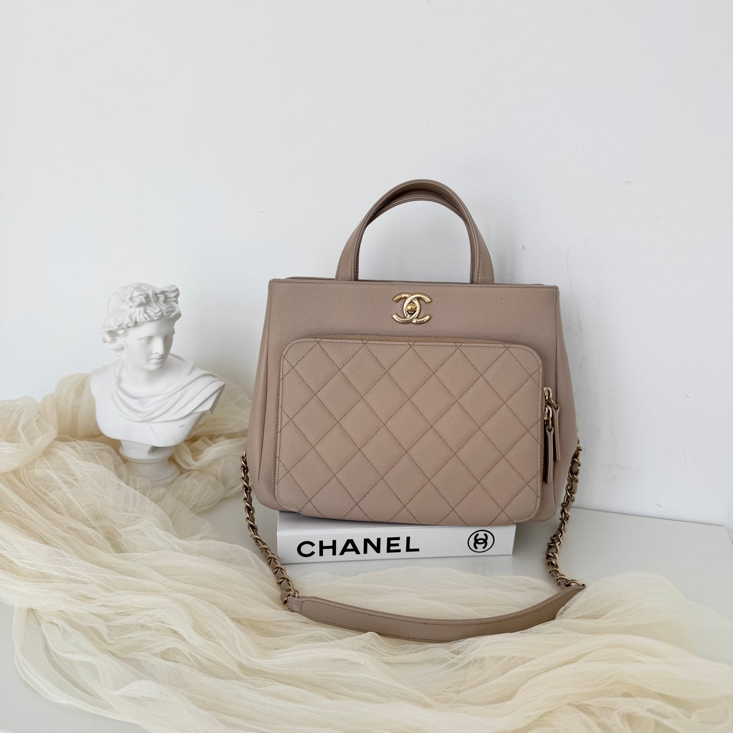 Chanel Beige Caviar Business Affinity Tote