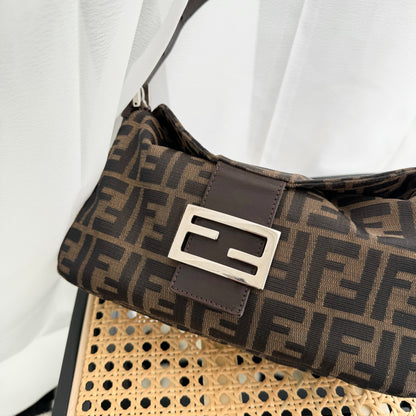 Fendi Zucca Canvas Baguette Shoulder Bag