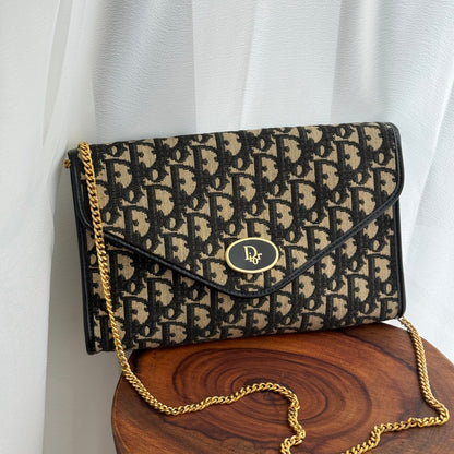 Dior Vintage Monogram Chain Shoulder Bag - Leluxe Vintage Sdn. Bhd.
