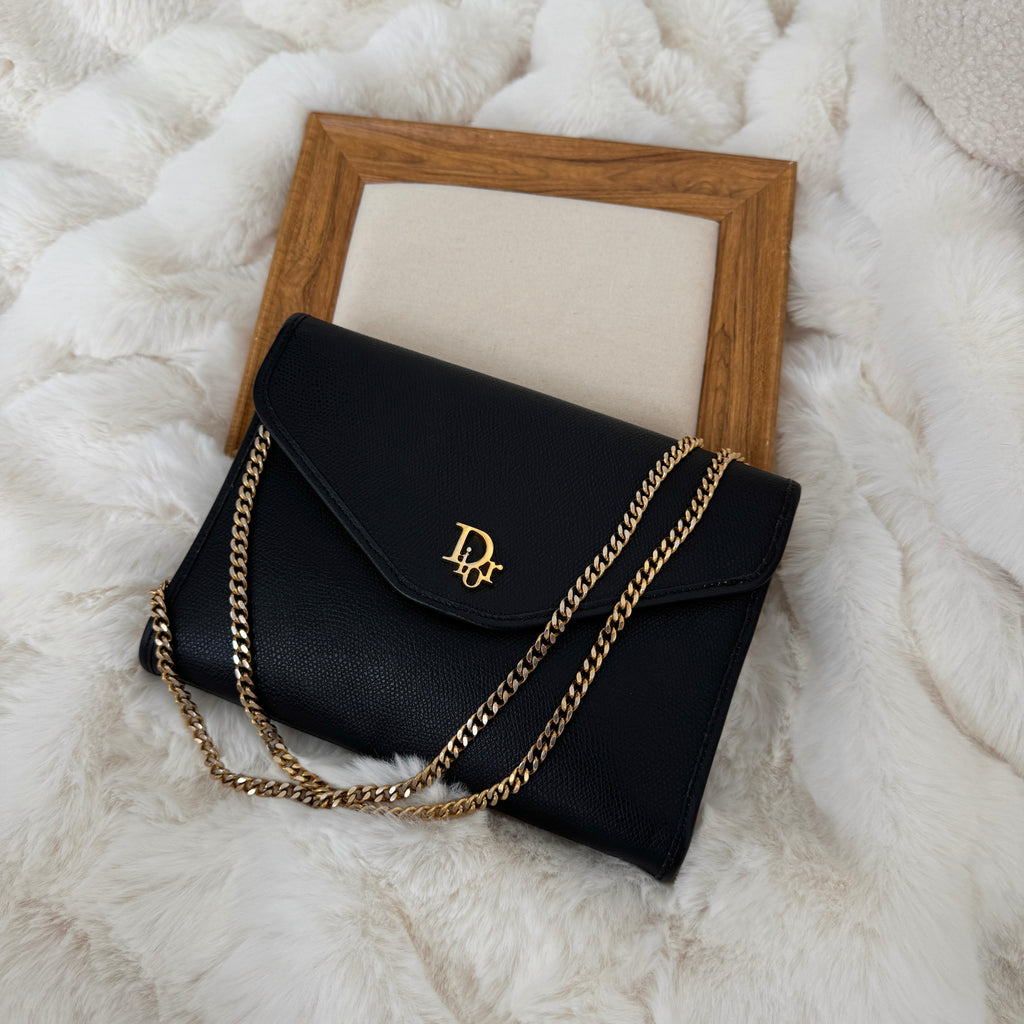 Dior Black Leather Chain Bag - Leluxe Vintage Sdn. Bhd.