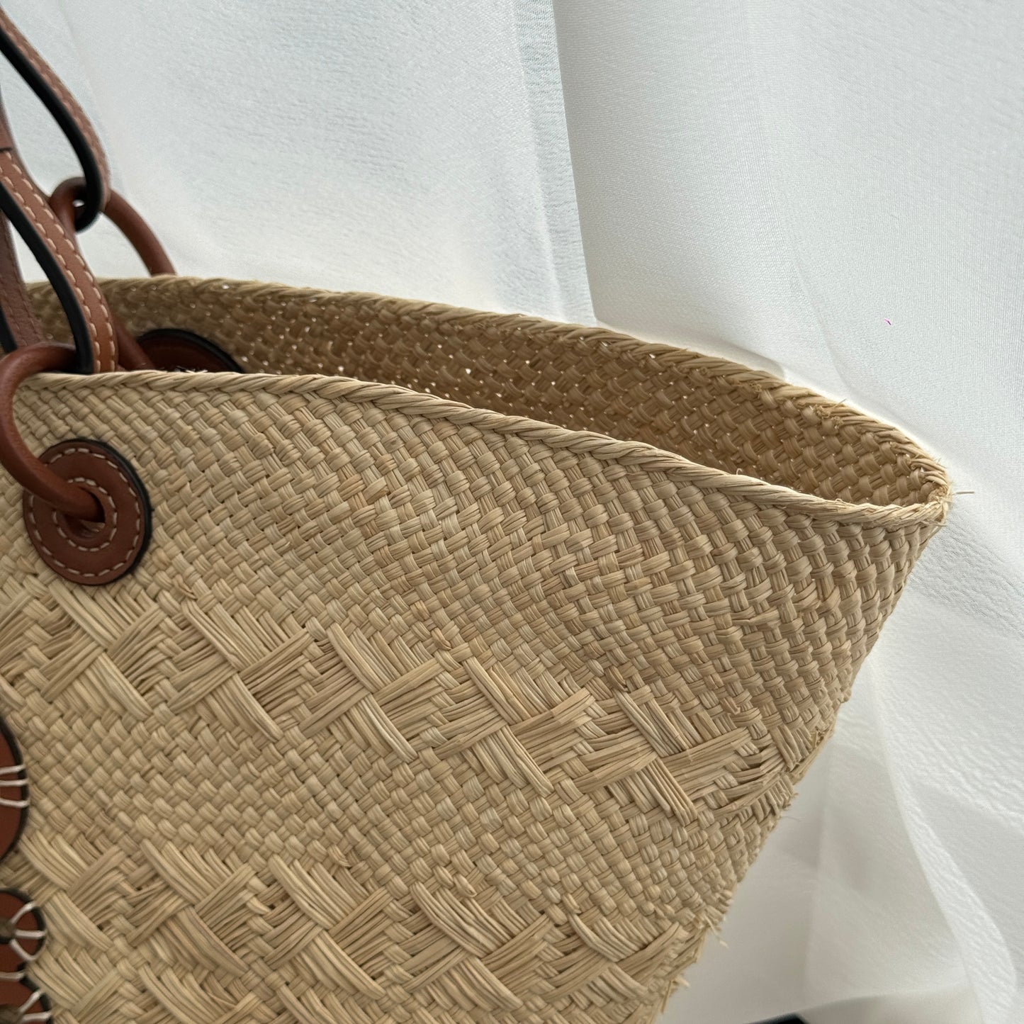 Loewe Anagram Woven Basket Raffia Tote Bag