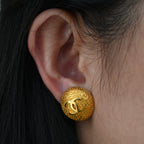 Vintage Chanel Textured Button Earclips Earrings 95A - Leluxe Vintage Sdn. Bhd.