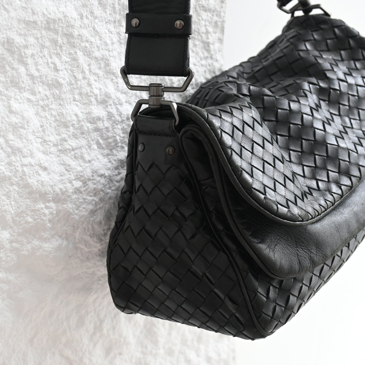 Bottega Veneta Intrecciato Double Flap Shoulder Bag