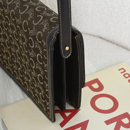 Celine Horse Carriage Brown Macadam Cloth Shoulder Bag