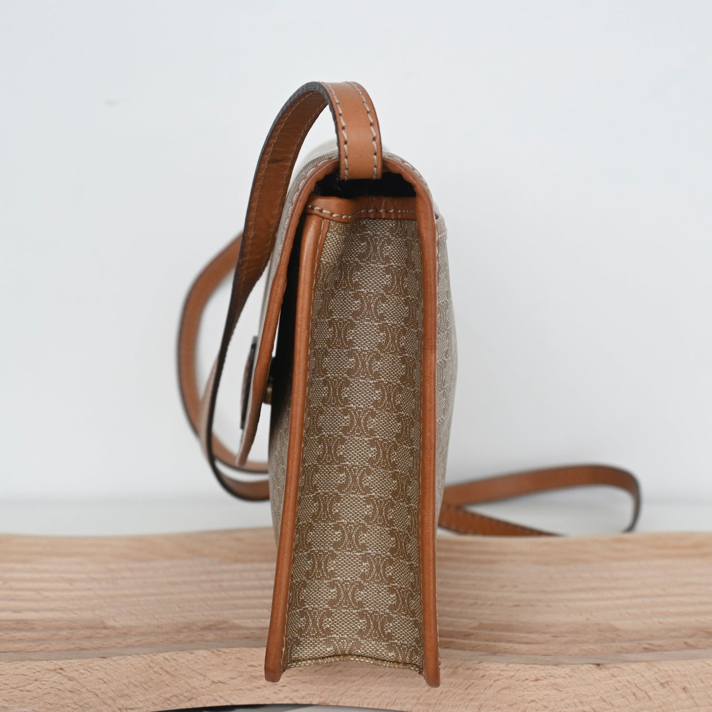 Celine Triomphe Monogram Beige Crossbody Messenger Bag