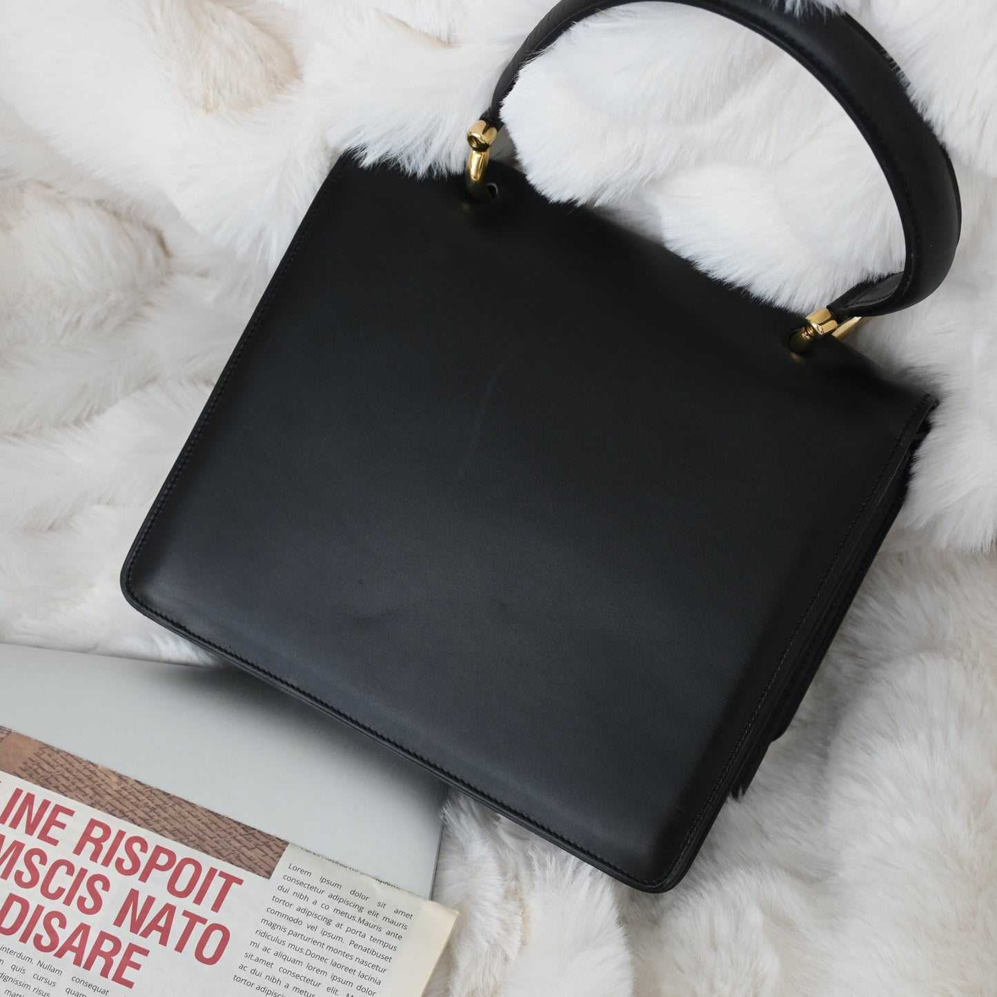 Celine Double Flap Black Kelly
