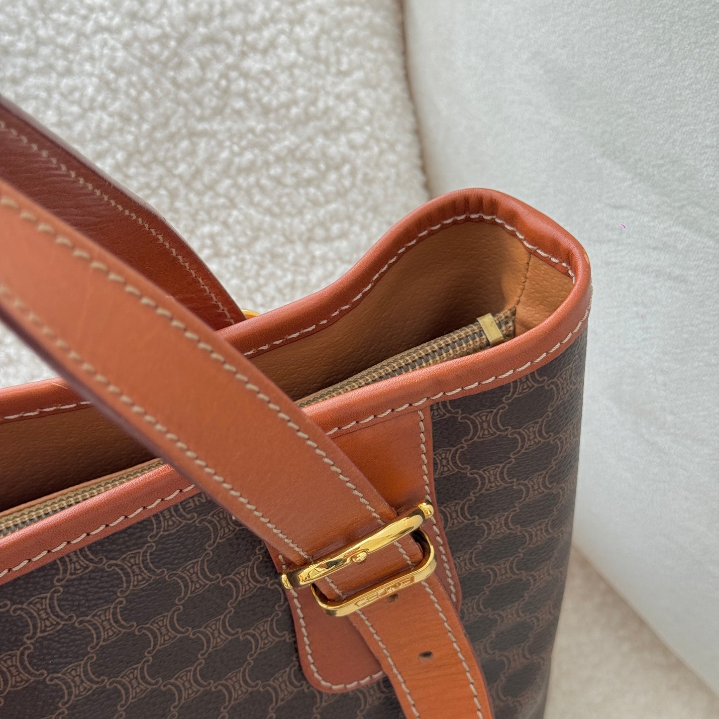 Celine Brown Macadam Triomphe Tote