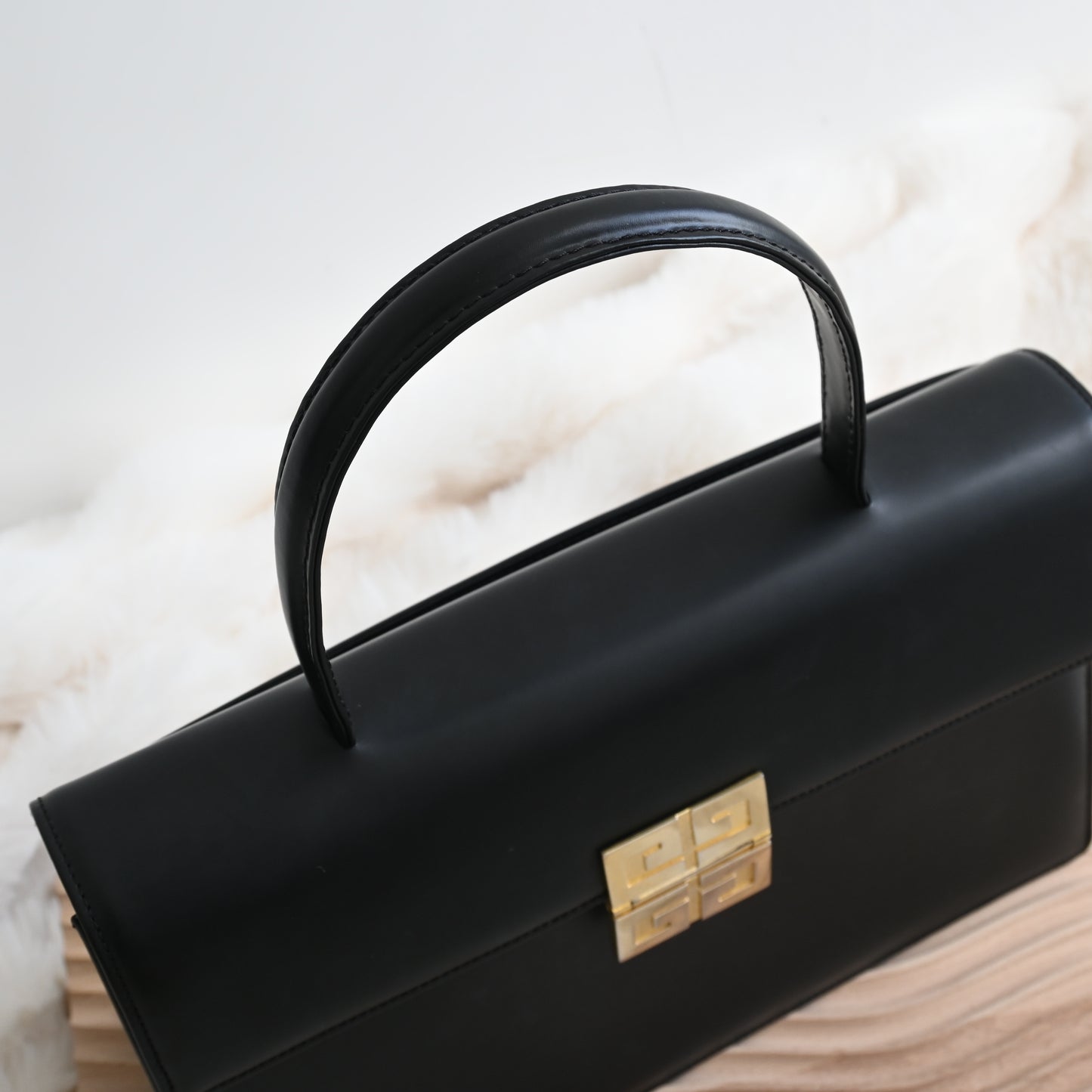 Givenchy 4G Buckle Matte Black Top Handle Kelly