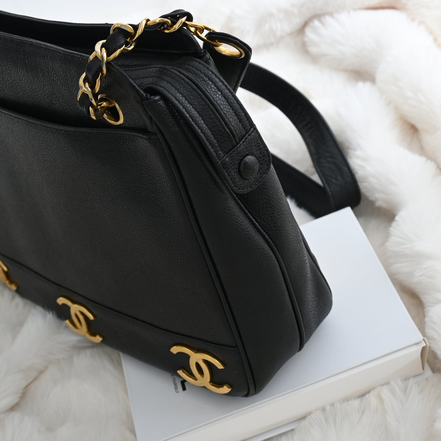 Chanel Triple CC Logo Chain Tote with Gold Ball