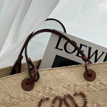 Loewe Anagram Woven Basket Raffia Tote Bag