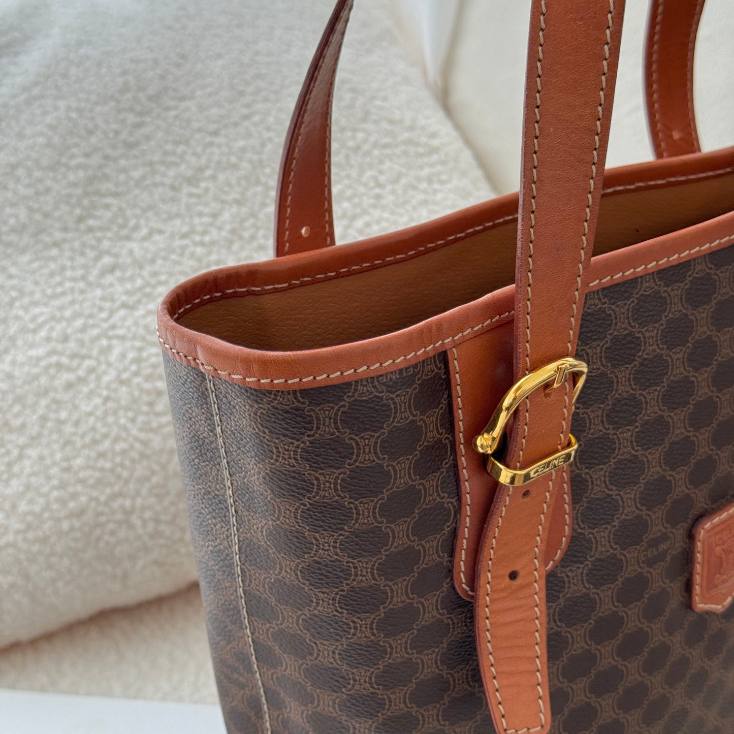 Celine Brown Macadam Triomphe Tote