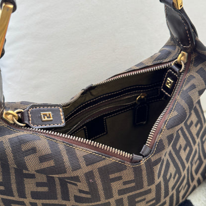 Fendi Zucca Monogram Double Zipper Hobo