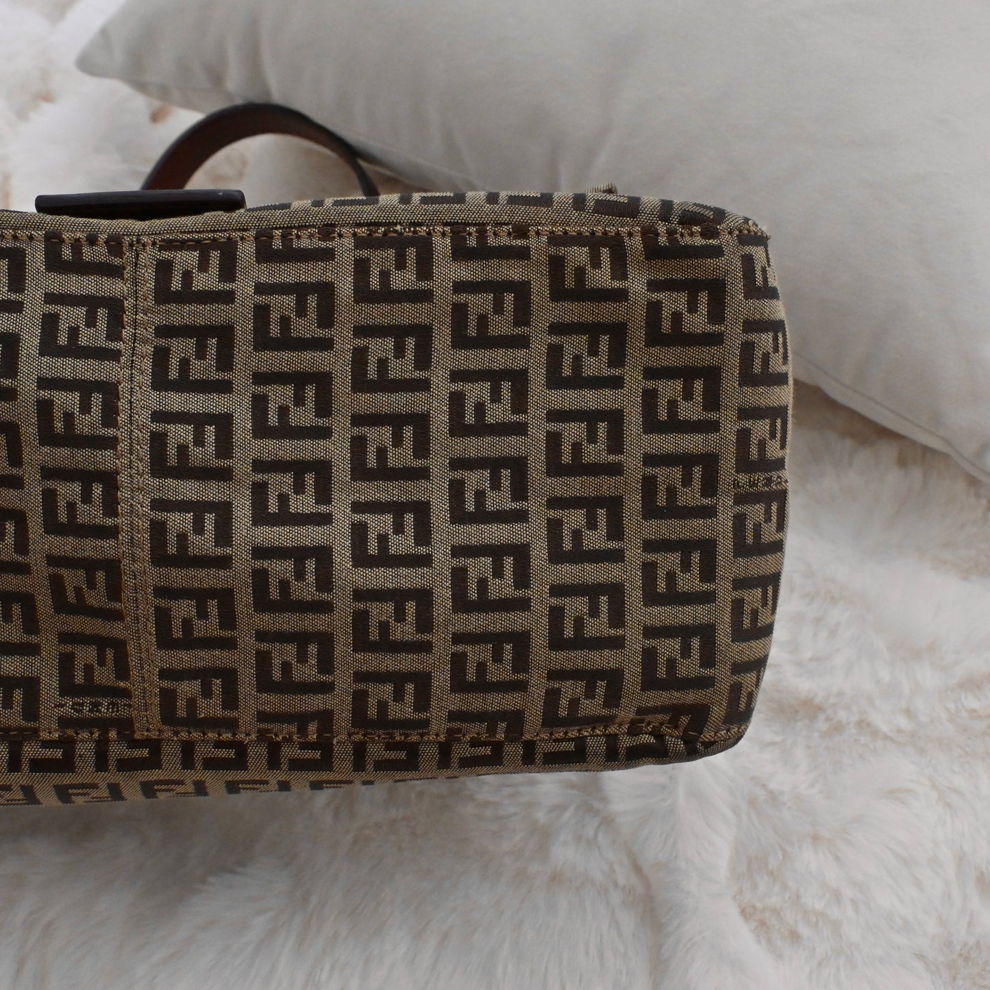 Fendi Zucchino Mamma Baguette Shoulder Bag