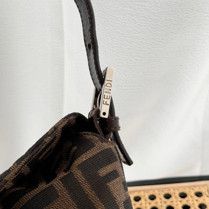 Fendi Zucca Canvas Baguette Shoulder Bag