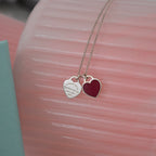 Tiffany Return To Tiffany Double Heart Tag Necklace Red