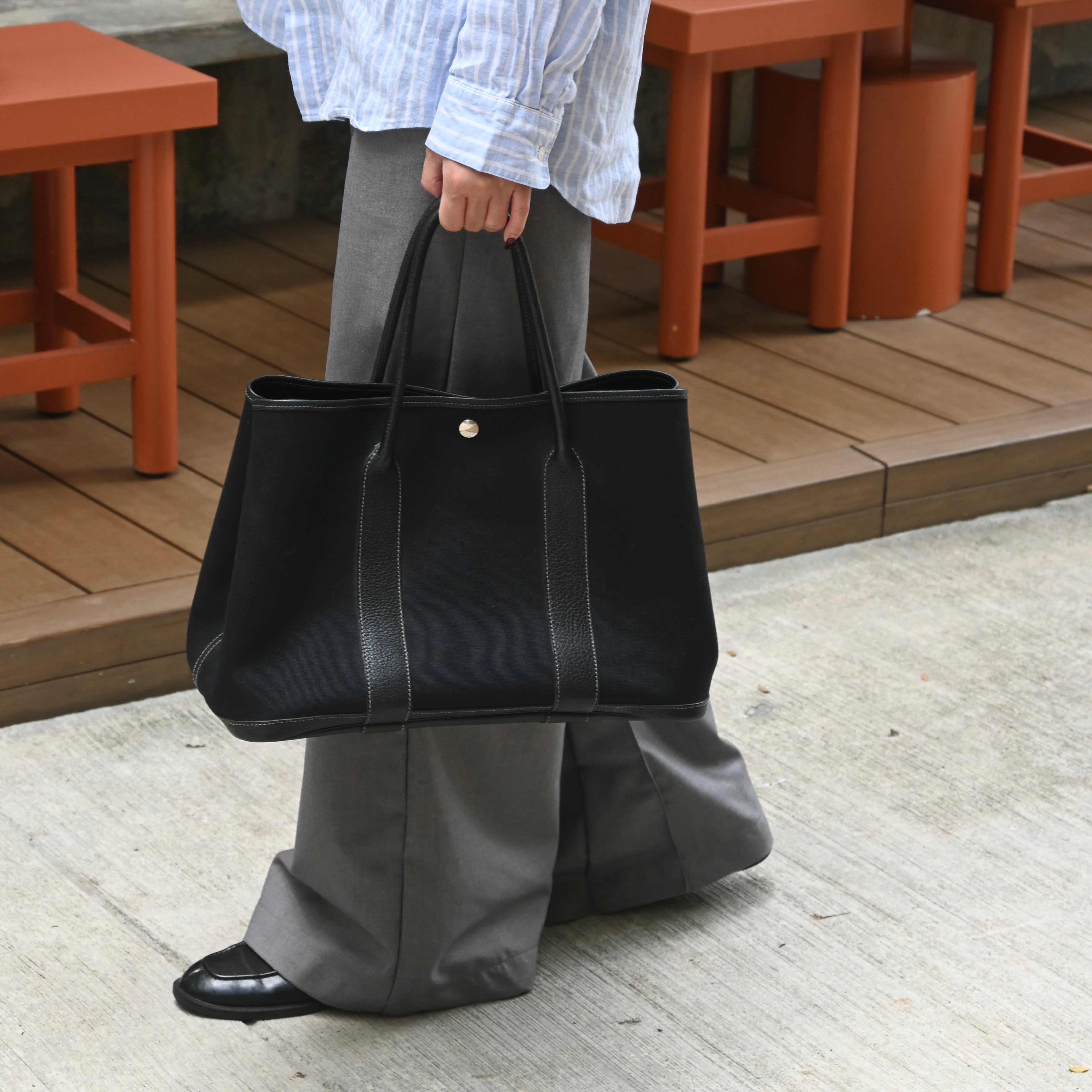 Hermès Garden Party 36 PM Toile Officier × Negonda Black SHW - T:2015 - Leluxe Vintage Sdn. Bhd.