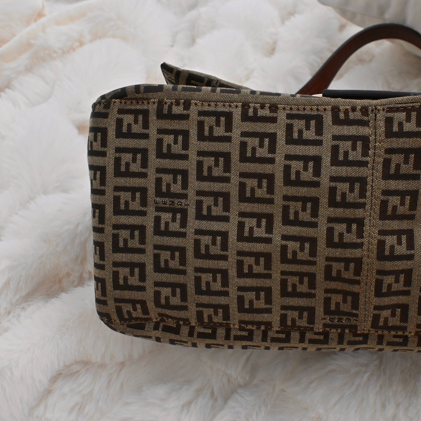 Fendi Zucchino Mamma Baguette Shoulder Bag