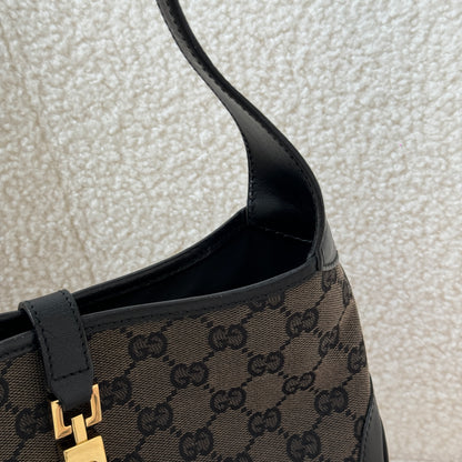 Old Gucci Small Jackie Hobo in Black Monogram