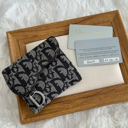 Dior Compact Wallet in Navy Monogram