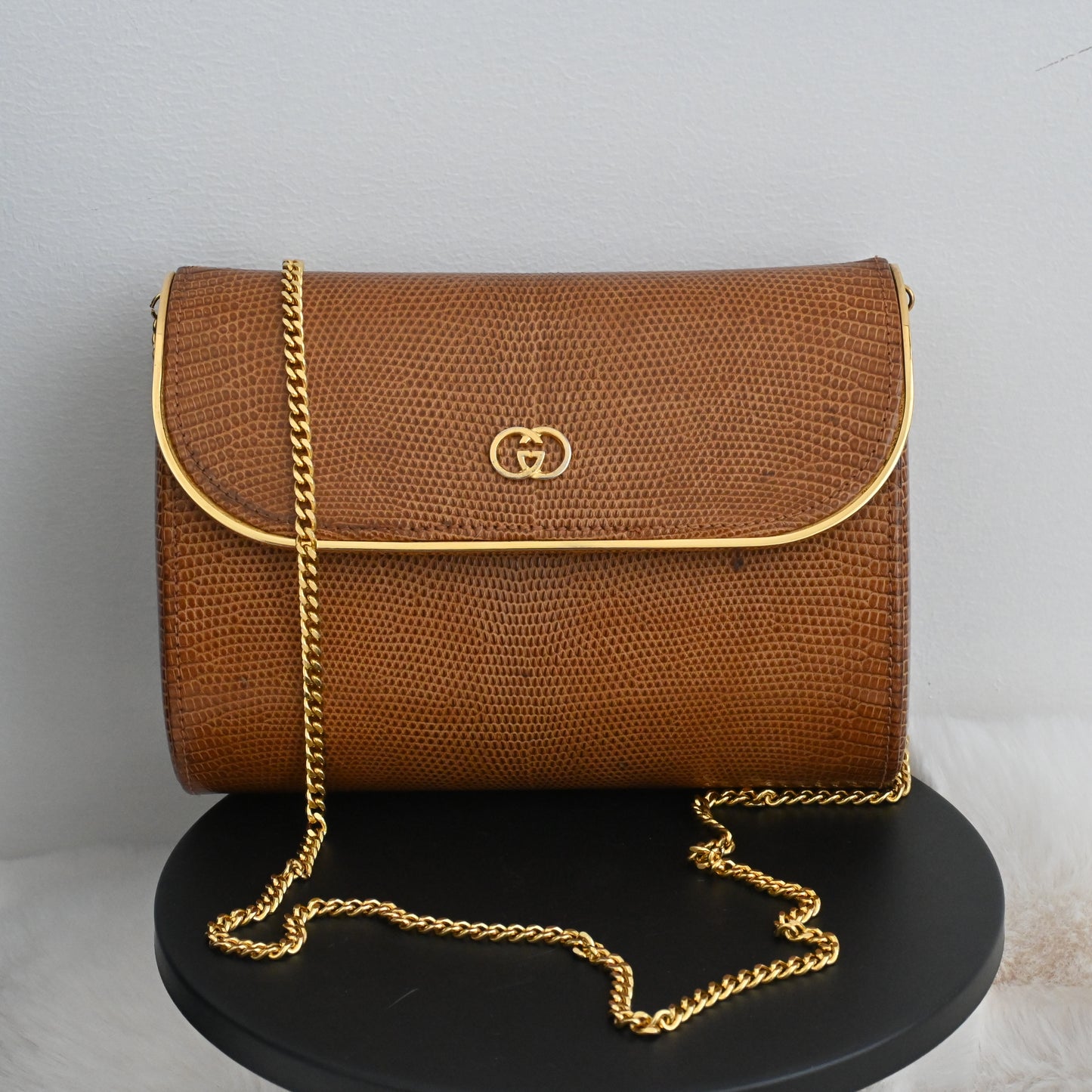 Old Gucci Lizard Chain Crossbody 1950s