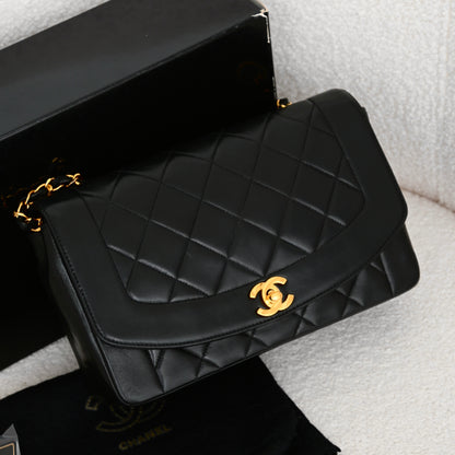 Chanel Diana Flap Medium Black Lambskin