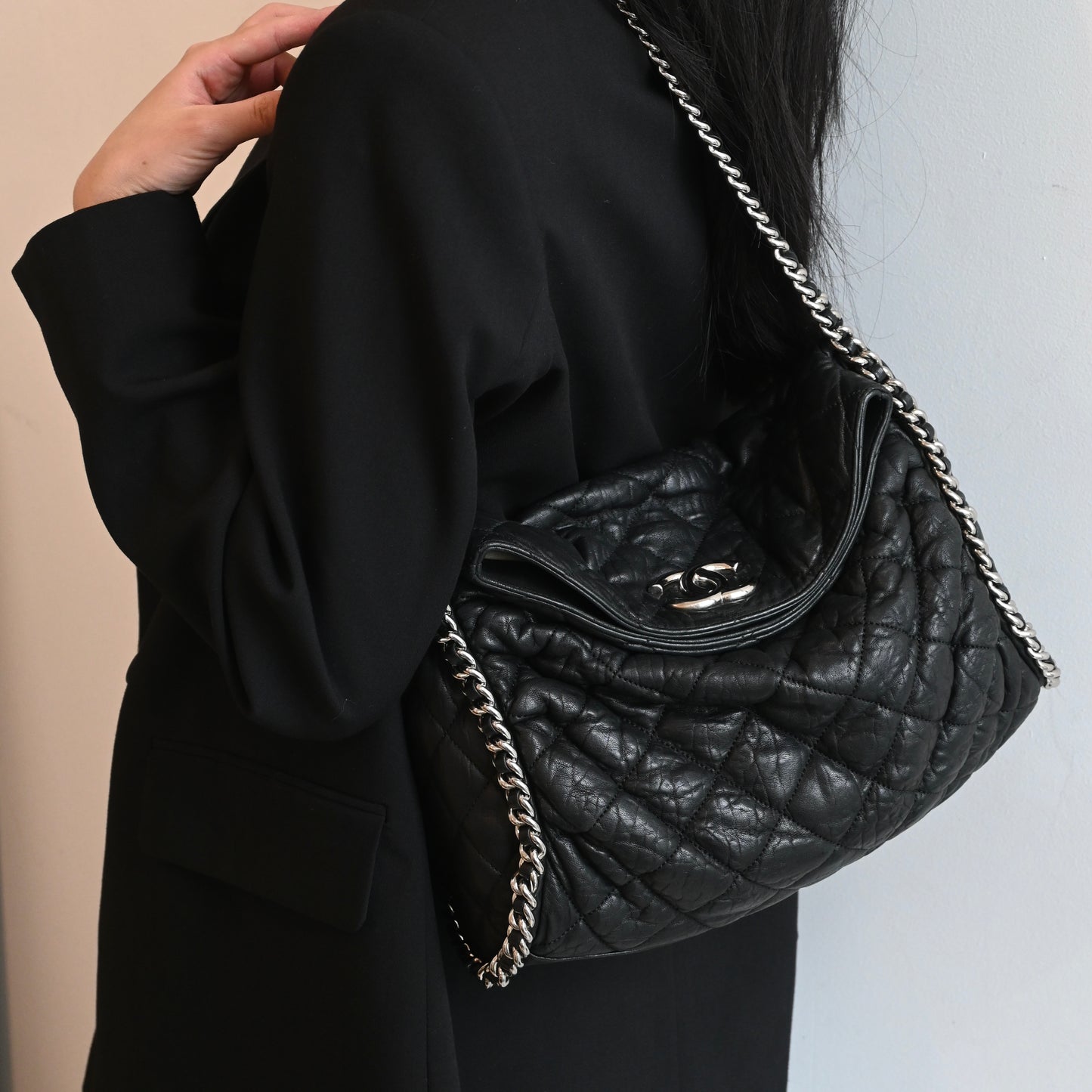 Chanel Chain Around Aged Calfksin Hobo SHW