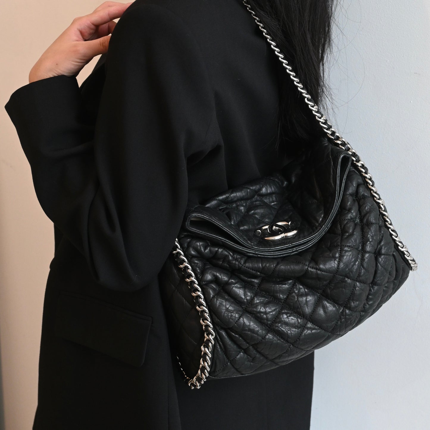 Chanel Chain Around Aged Calfksin Hobo SHW