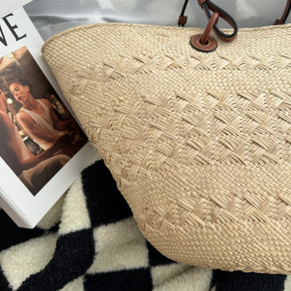 Loewe Anagram Woven Basket Raffia Tote Bag