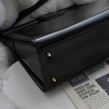 Vintage YSL Black Calf Leather Shoulder Bag