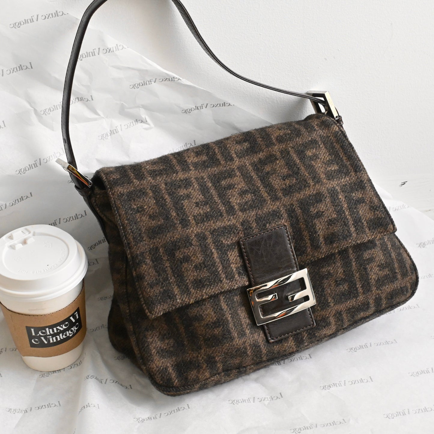 Fendi Zucca Mamma Baguette Cashmere